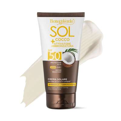 SOL Cocco + Attivatore di abbronzatura - Crema solare- intensifica l'abbronzatura - con latte di Cocco e Lumipod<TM/> - water resistant - protezione alta SPF50