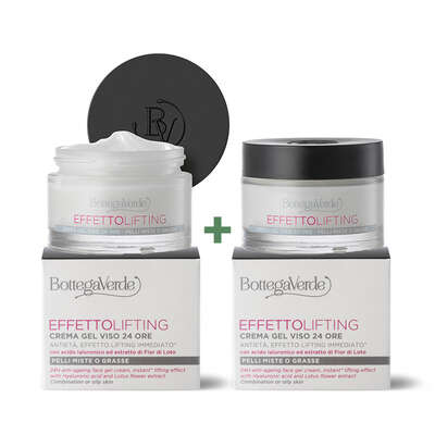 Offerta 2 pezzi  Effetto lifting - Cremagel viso 24 ore, antietà, effetto lifting immediato* - con acido Ialuronico ed estratto di Fior di Loto - pelli miste o grasse