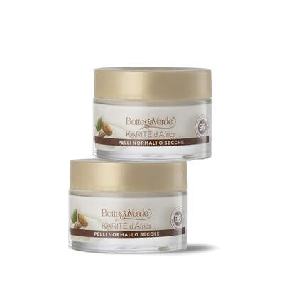 Offerta 2 pezzi Karitè d'Africa - Crema viso - nutriente protettiva - con olio e burro di Karitè - pelli normali o secche